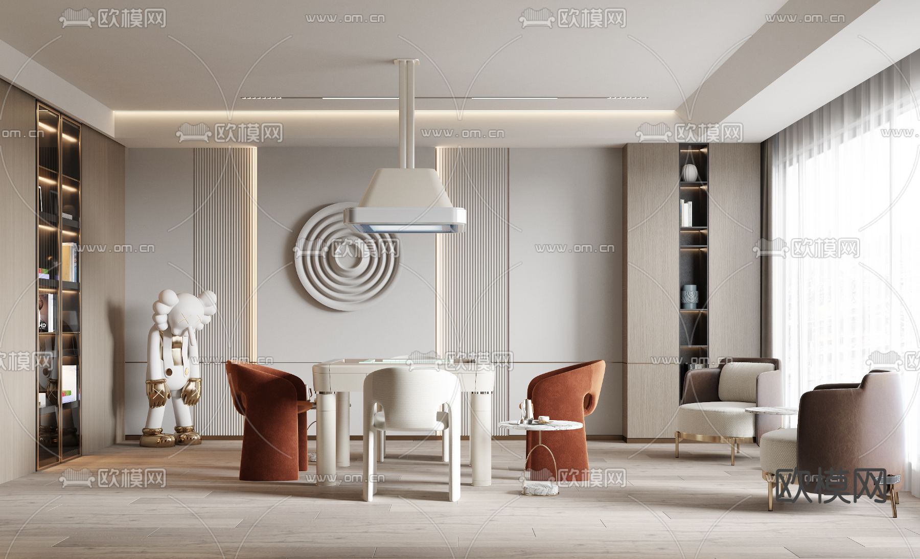 棋牌室 麻将室3d模型下载