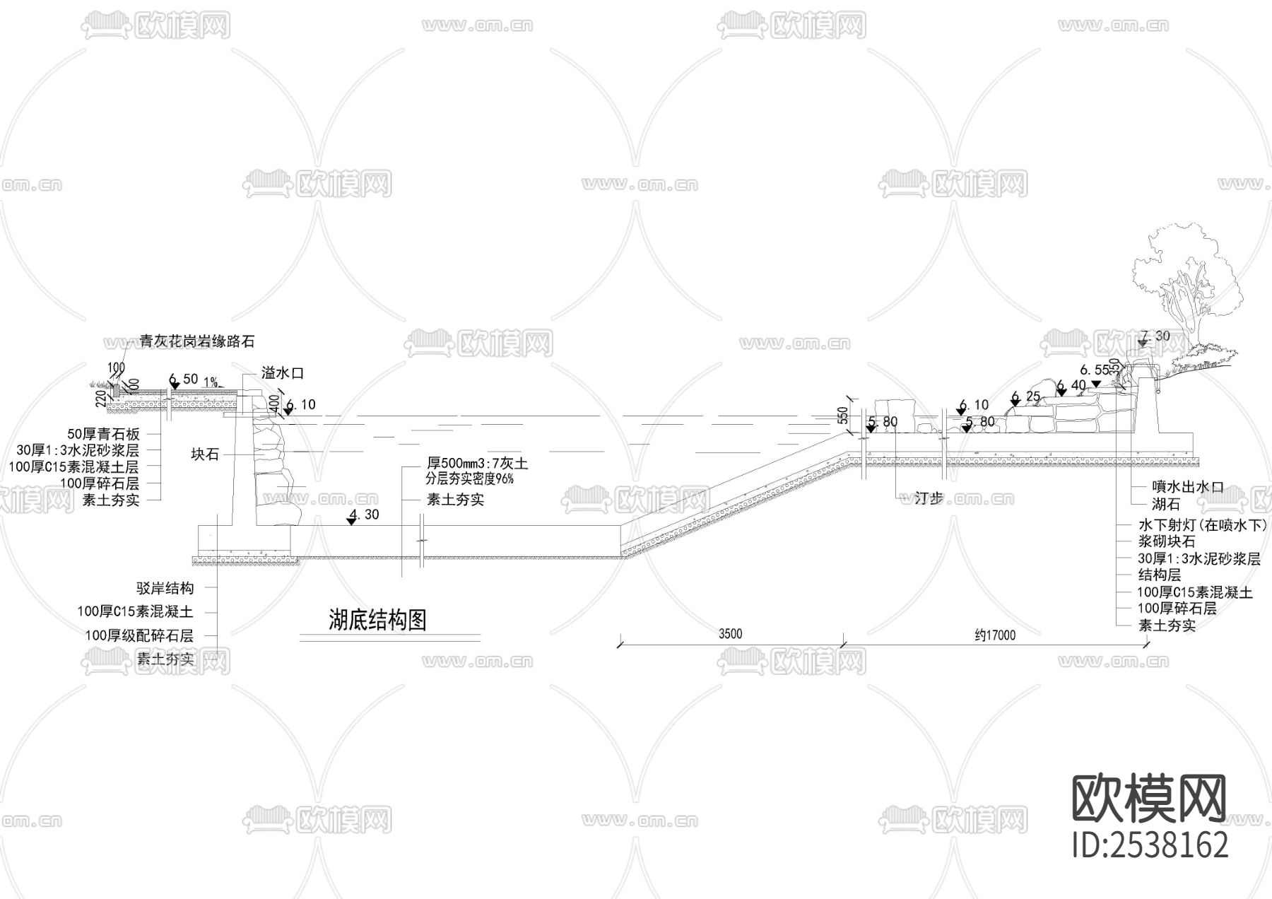 湖源头叠水CAD节点大样下载（渲染图6）