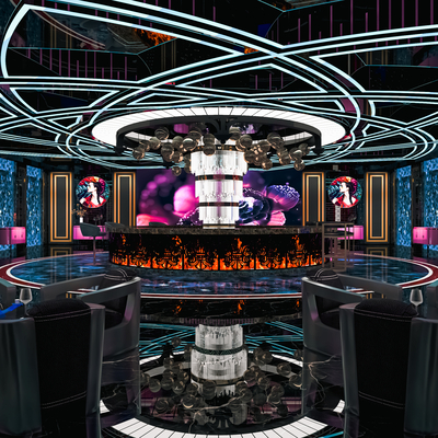  现代KTV大厅su模型 