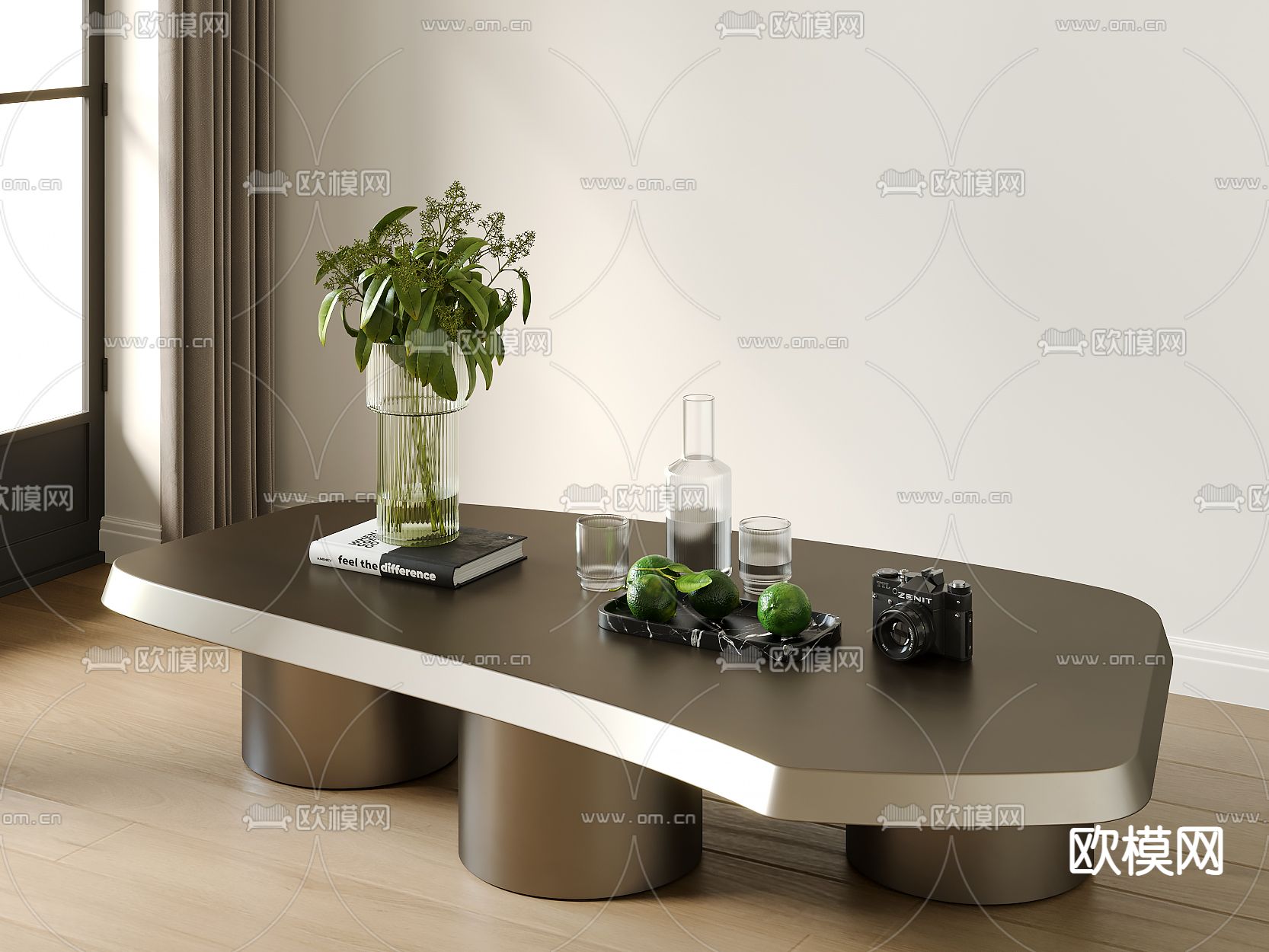 侘寂风茶几su模型