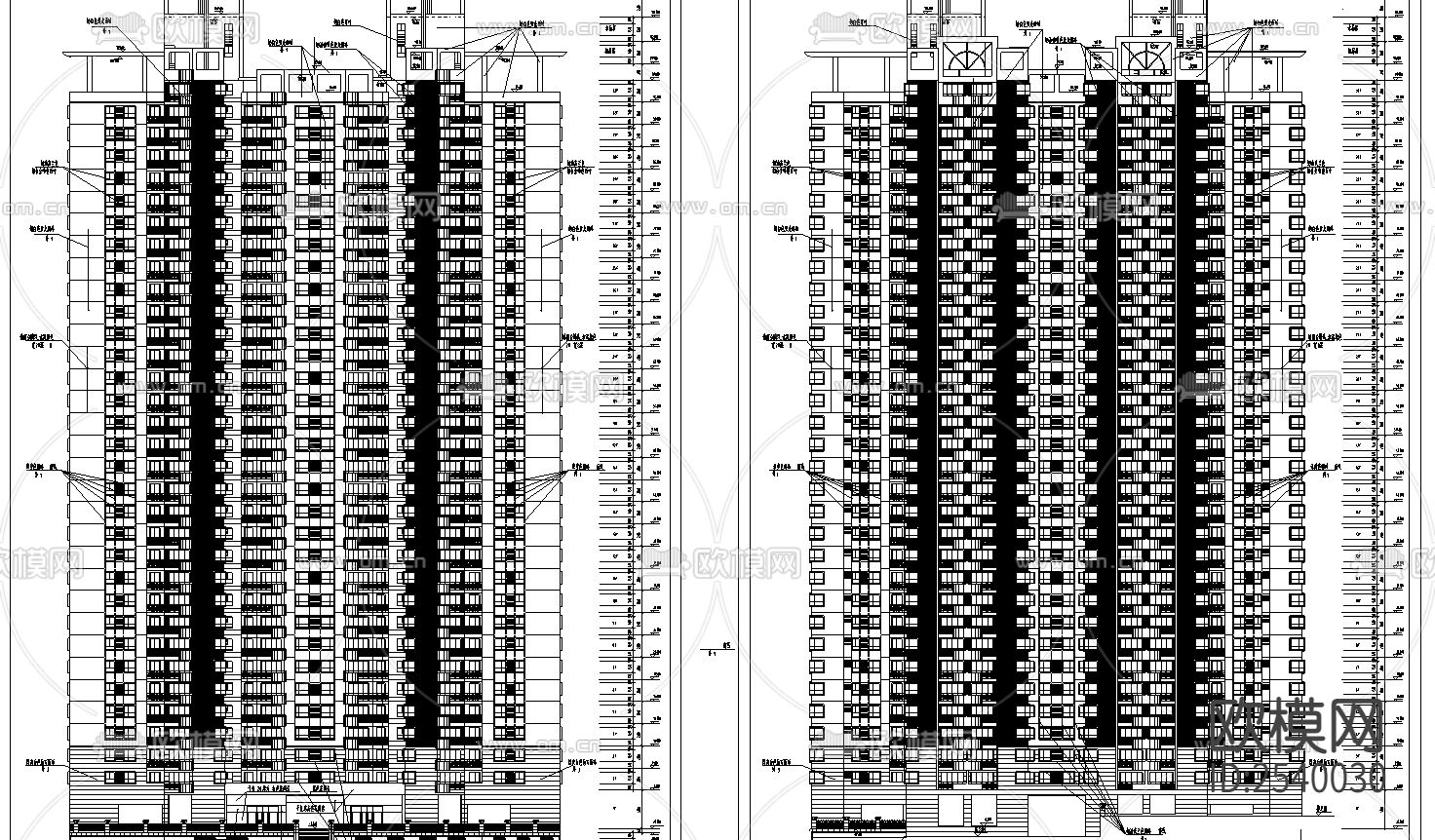 高层建筑CAD施工图下载（渲染图1）