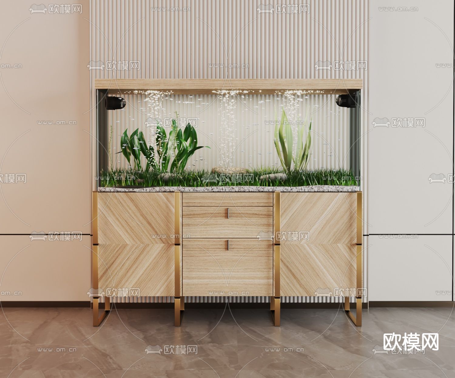 鱼缸 水族箱3d模型下载