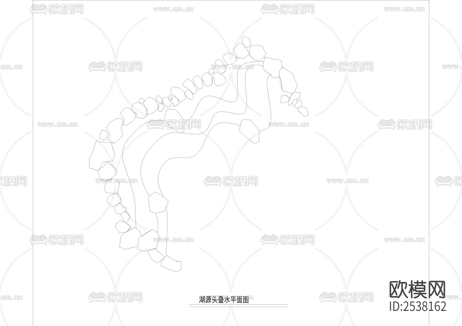 湖源头叠水CAD节点大样下载（渲染图2）