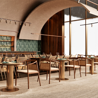  北欧西餐厅su模型 