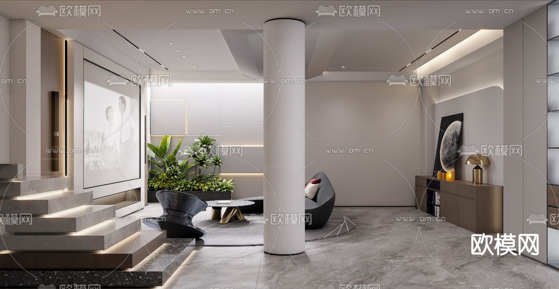 影音室 别墅休闲区3d模型下载（渲染图3）