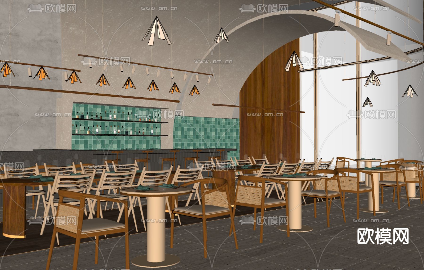 北欧西餐厅su模型下载（渲染图2）