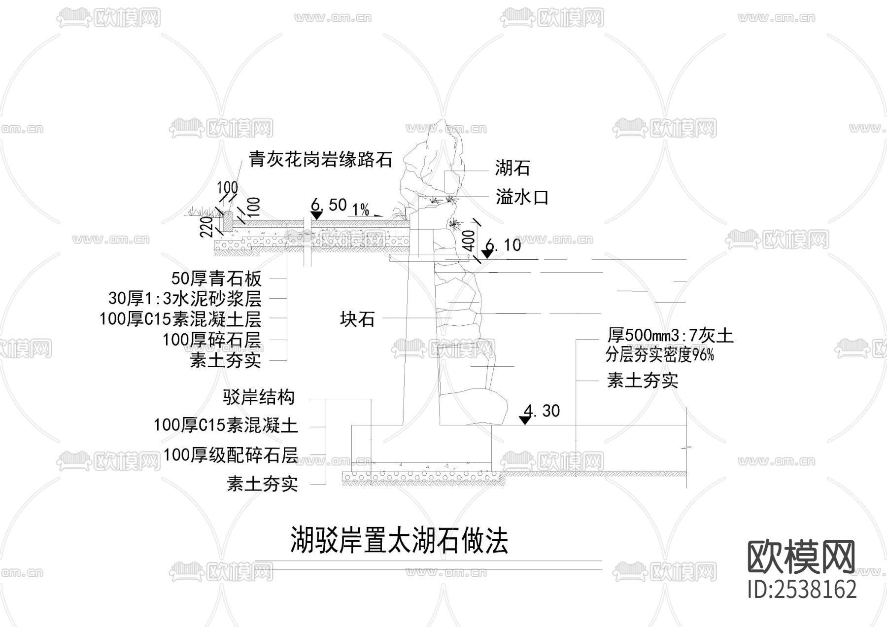 湖源头叠水CAD节点大样下载（渲染图3）