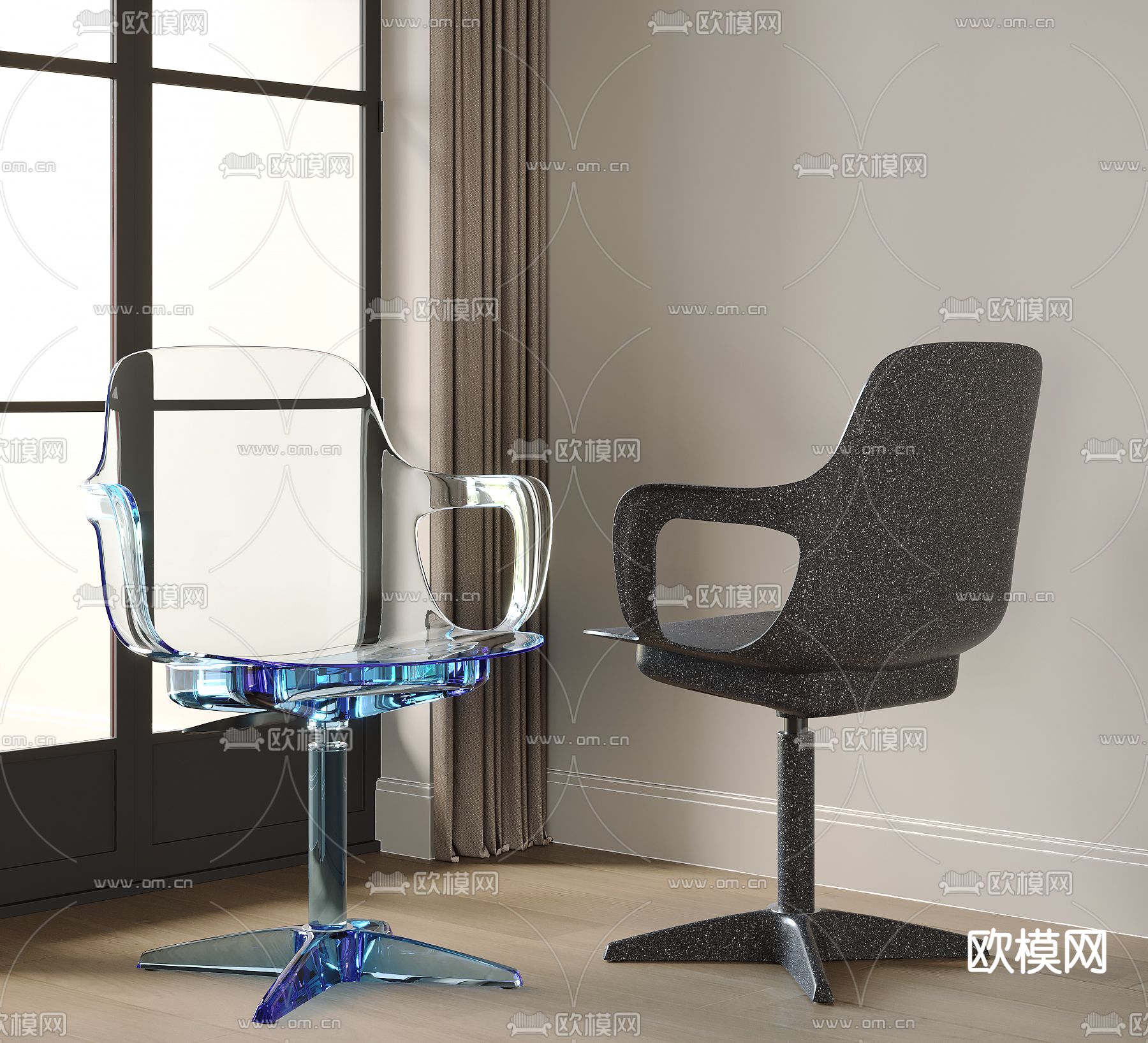 亚克力休闲椅su模型下载（渲染图1）
