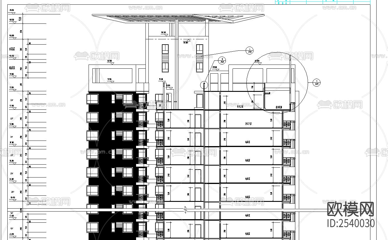 高层建筑CAD施工图下载（渲染图3）