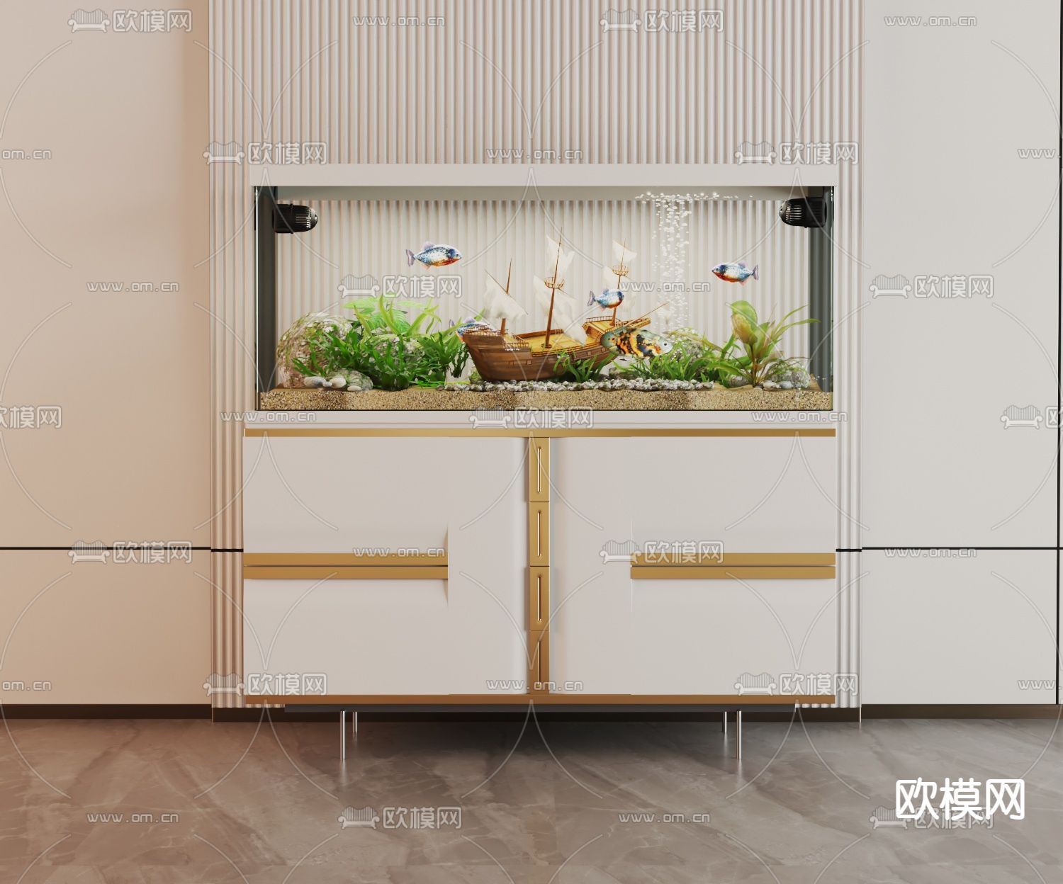 鱼缸 水族箱3d模型下载