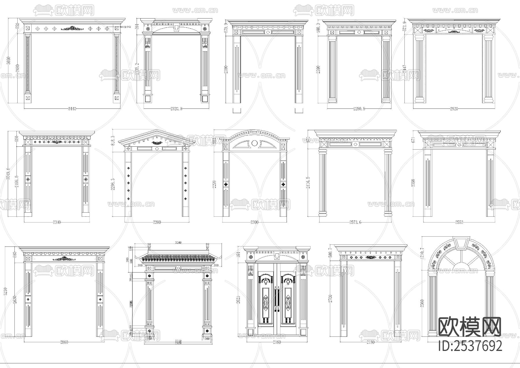 欧式门套门框门头CAD图库下载（渲染图4）
