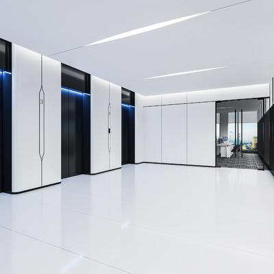  现代电梯间 电梯厅su模型 