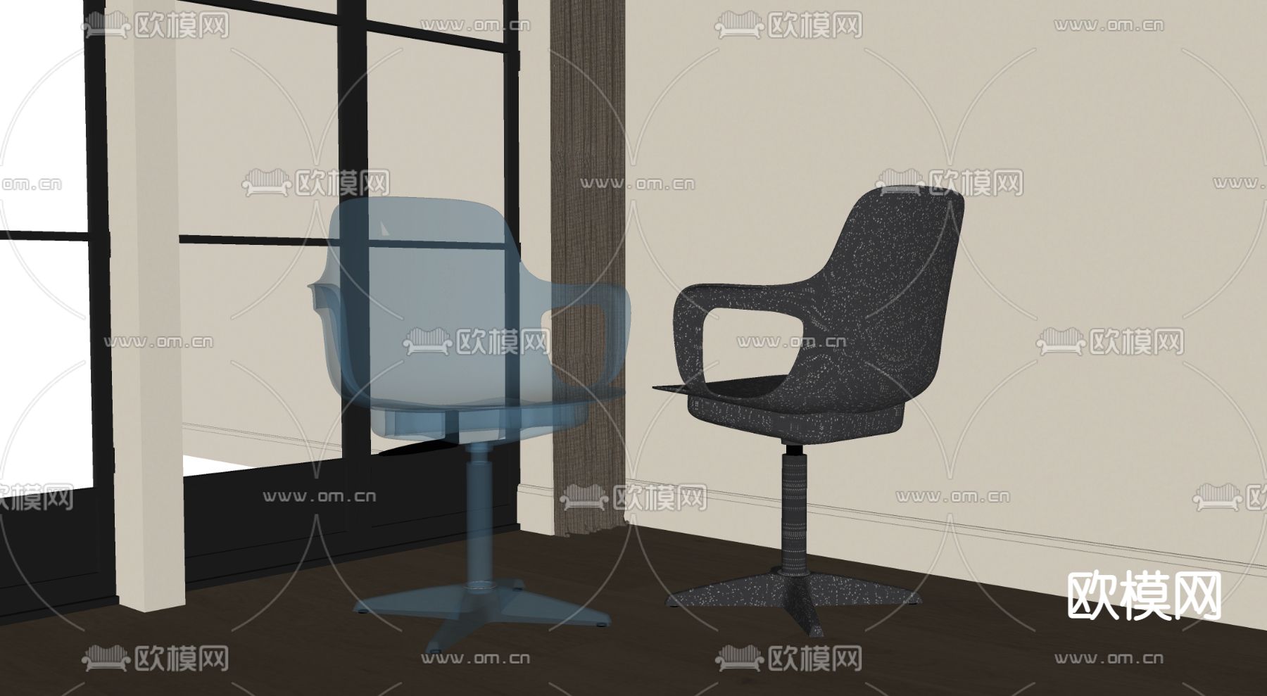 亚克力休闲椅su模型下载（渲染图2）