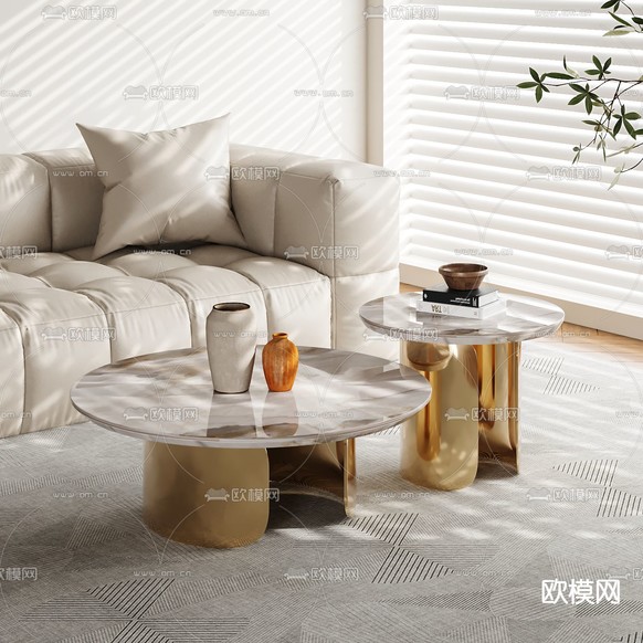 圆形子母茶几3d模型下载