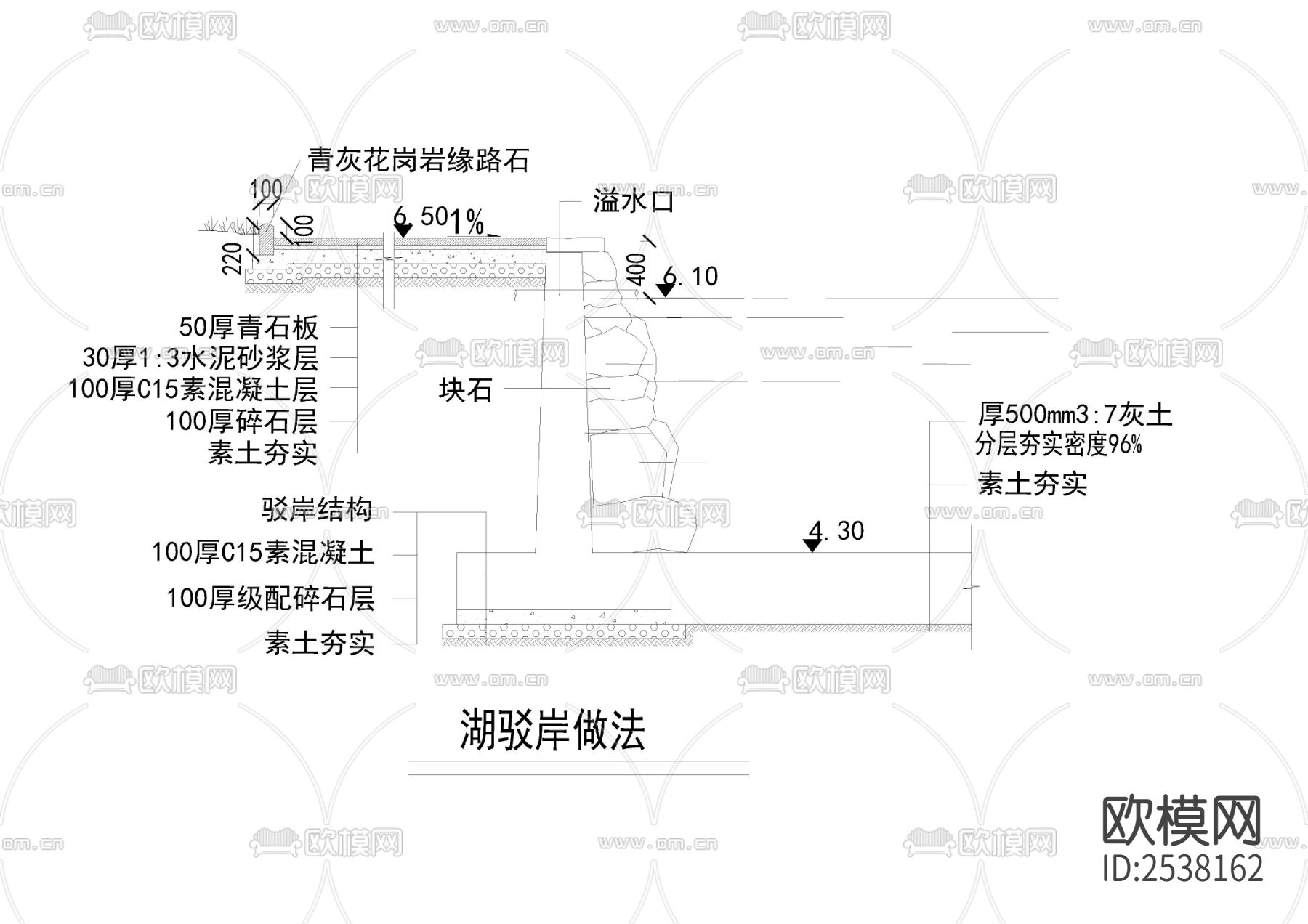 湖源头叠水CAD节点大样下载（渲染图5）