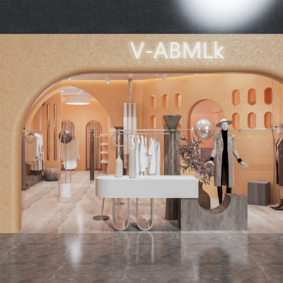  侘寂服装店 女装店su模型 