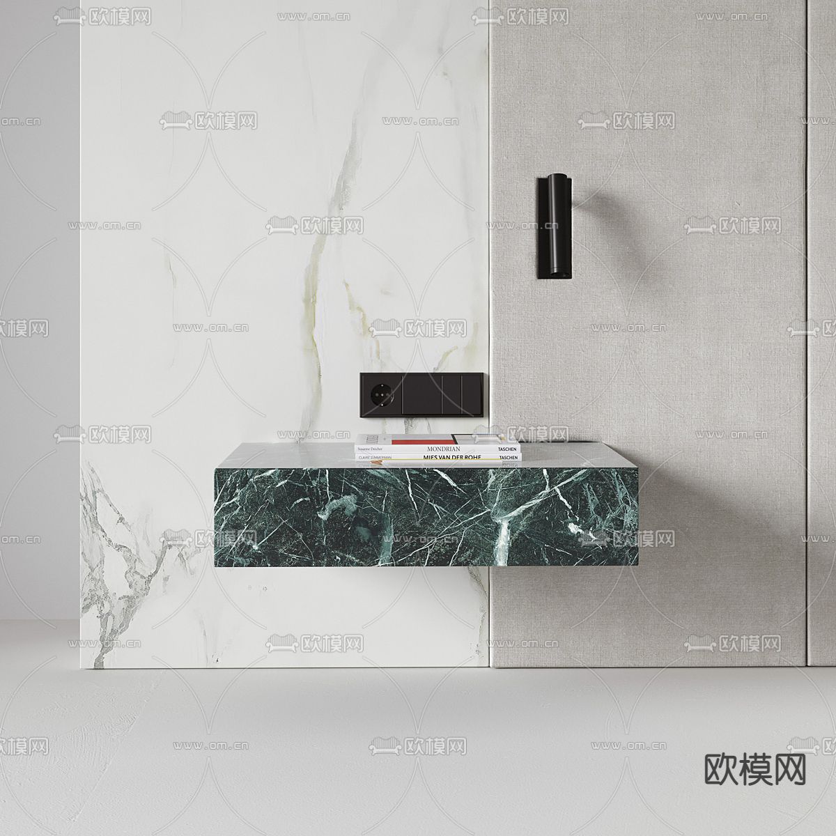 高级灰背景墙 护墙板3d模型