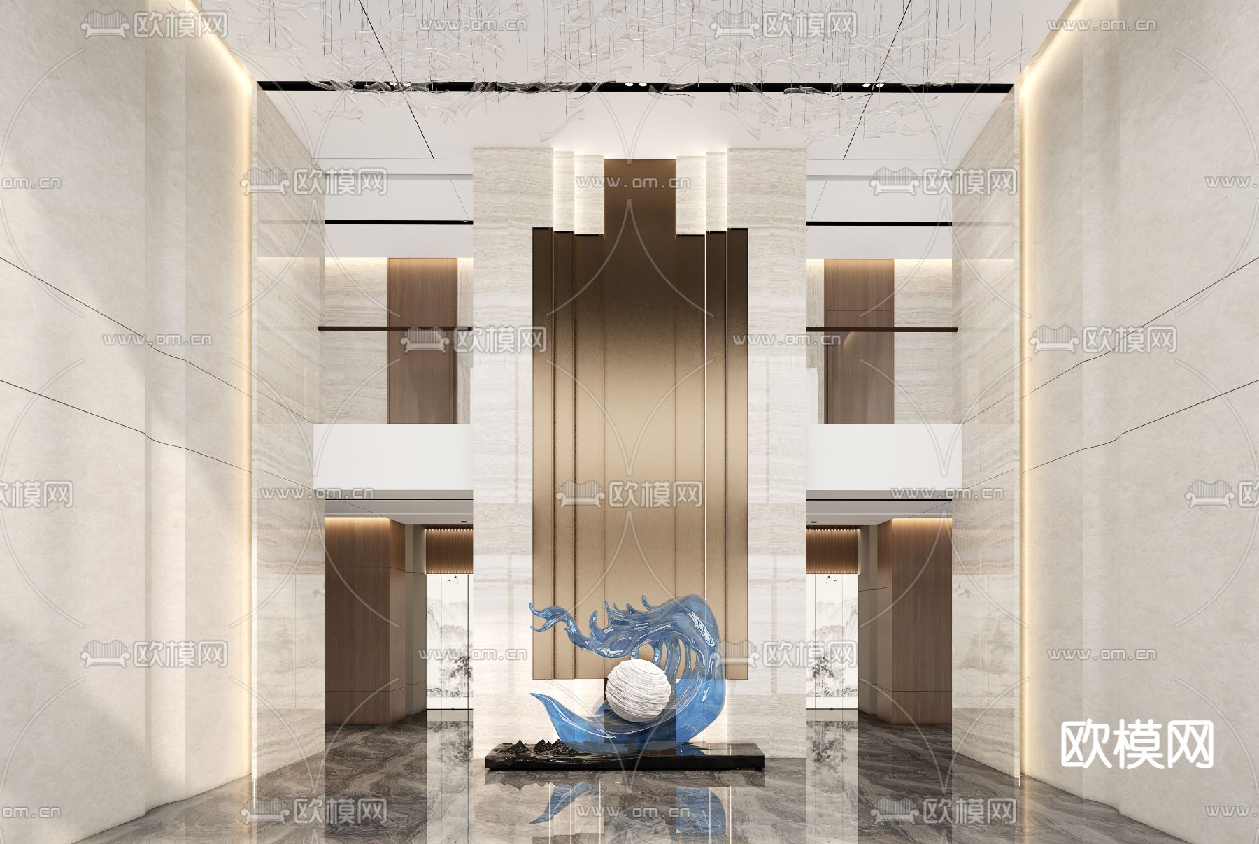 现代酒店大堂3d模型下载