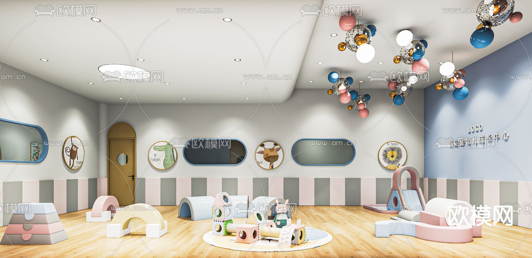 现代早教中心 早教大厅su模型下载