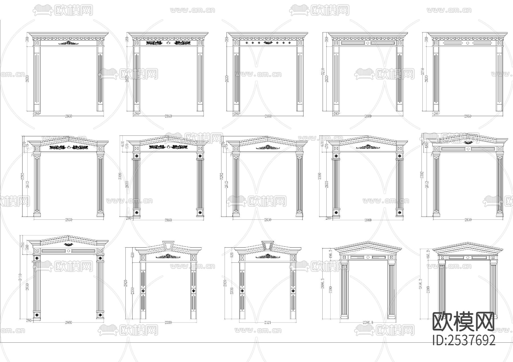 欧式门套门框门头CAD图库下载（渲染图3）