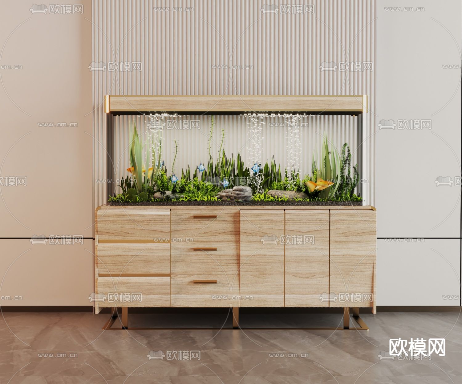 鱼缸 水族箱3d模型下载