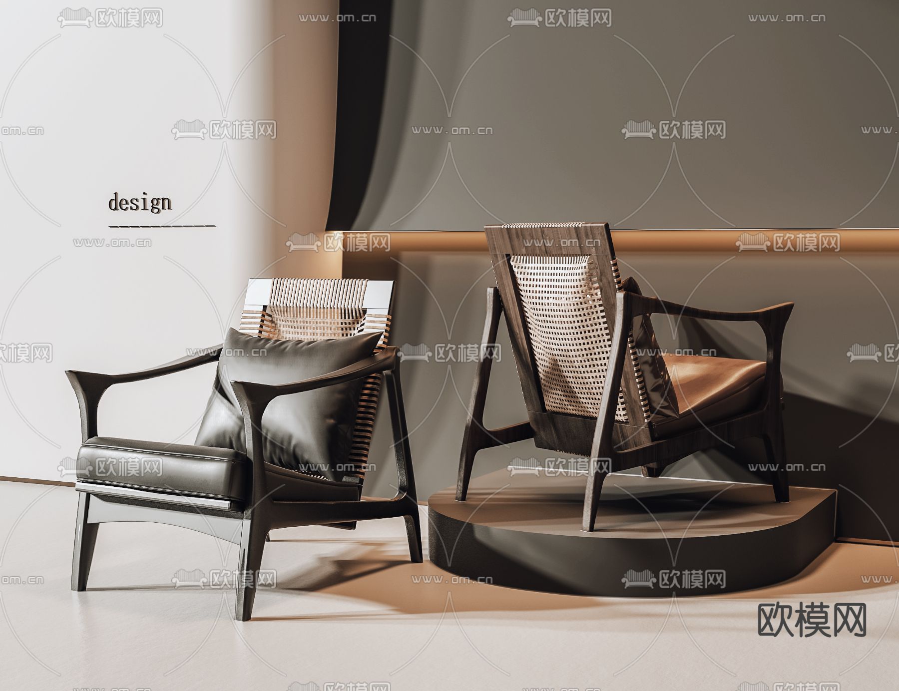 侘寂风椅子 休闲椅3d模型下载_ID13048884_3dmax免费模型-欧模网