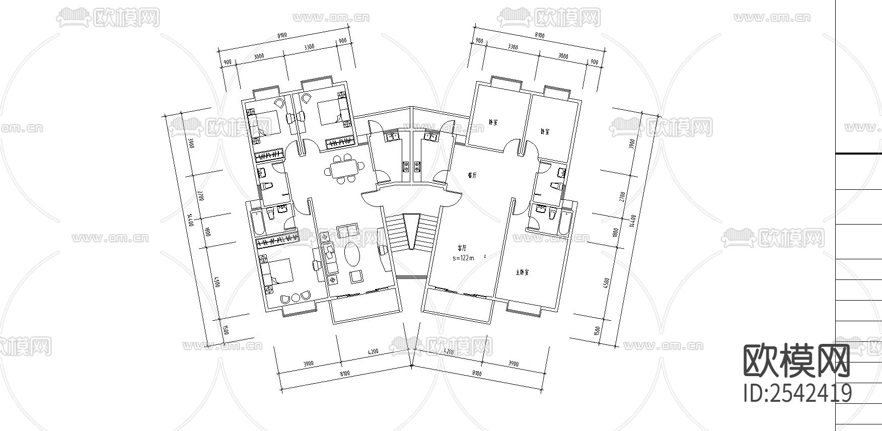 别墅cad施工图下载（渲染图1）