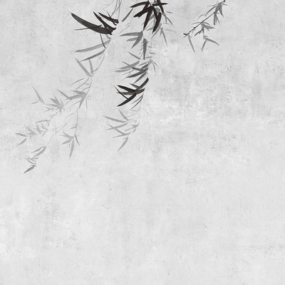  新中式 竹子 竹叶壁画 
