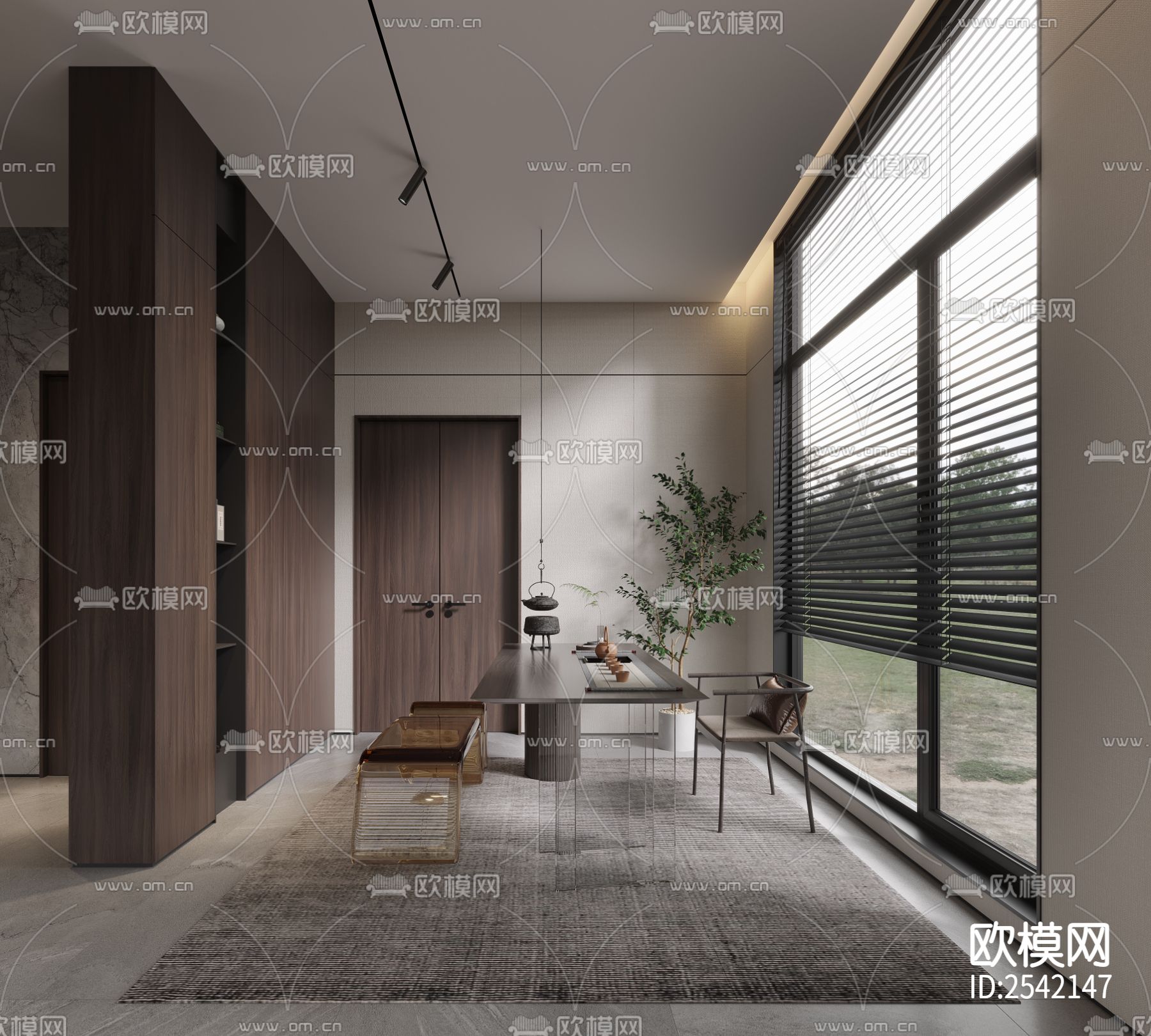 神木北站现代三层别墅cad施工图下载（渲染图5）