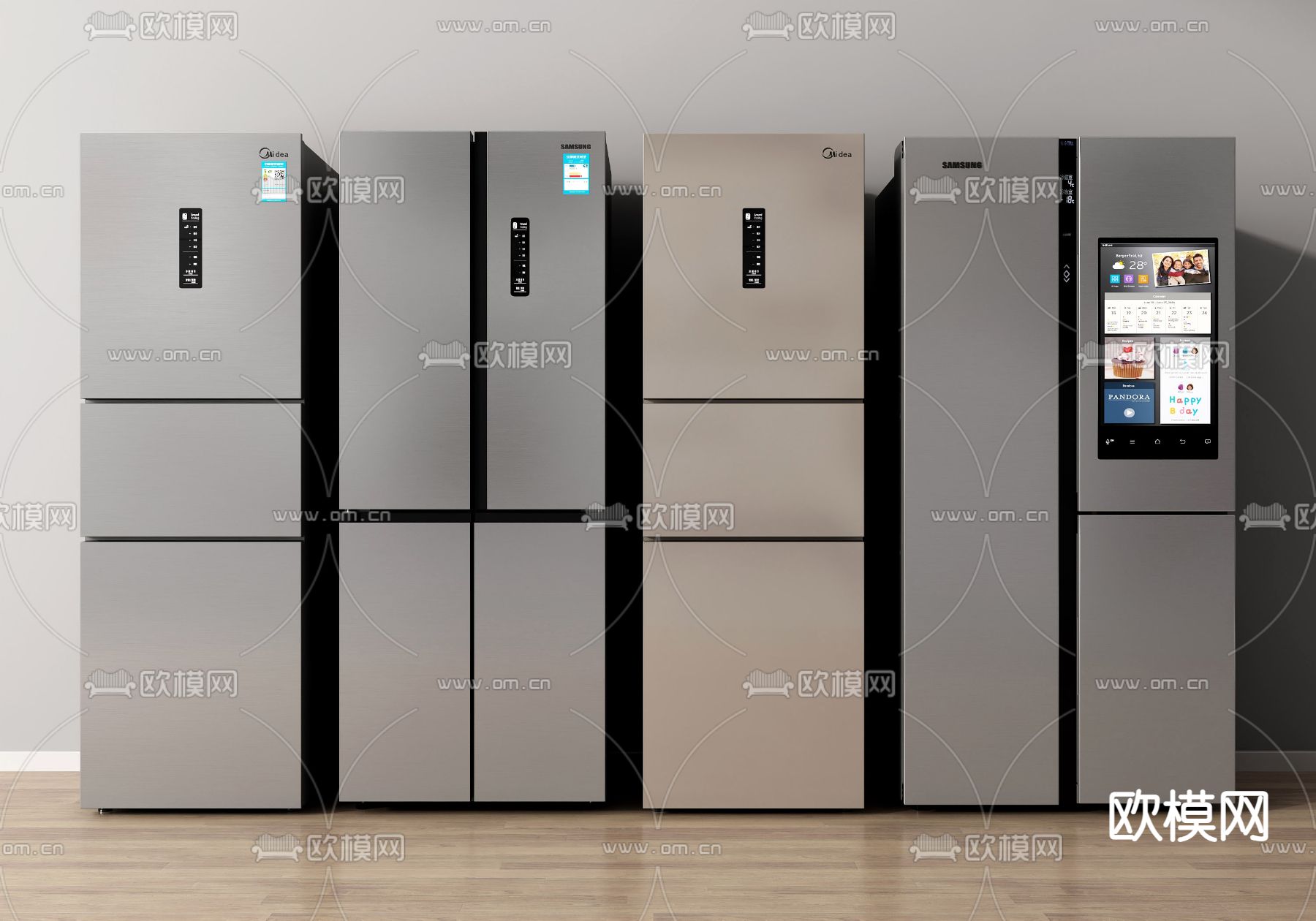 双开门冰箱 冰柜3d模型下载