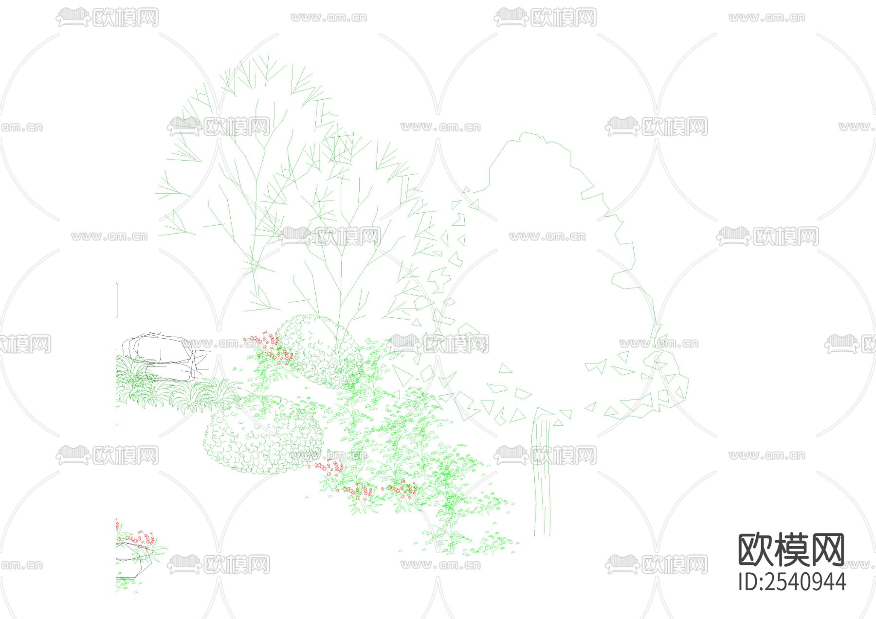 假山立面图节点大样下载（渲染图3）