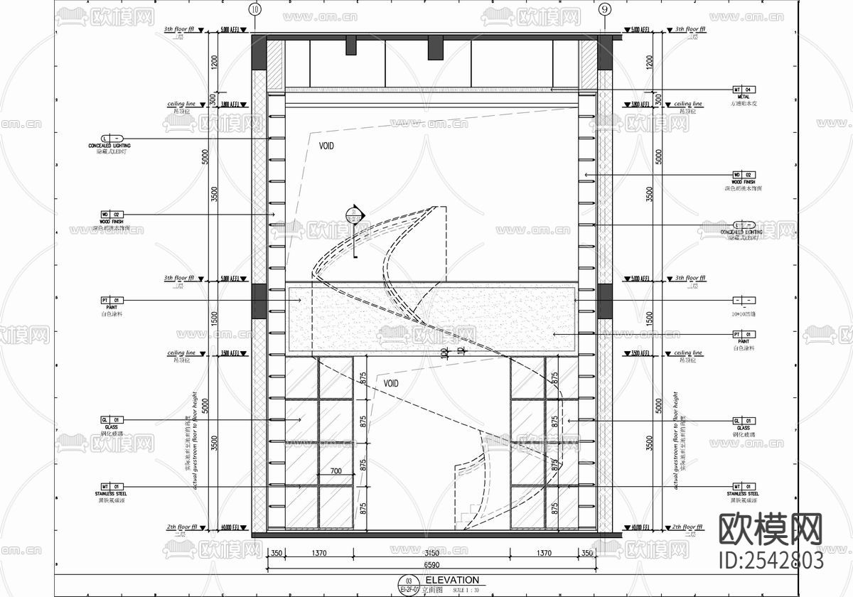 办公室cad施工图下载（渲染图8）