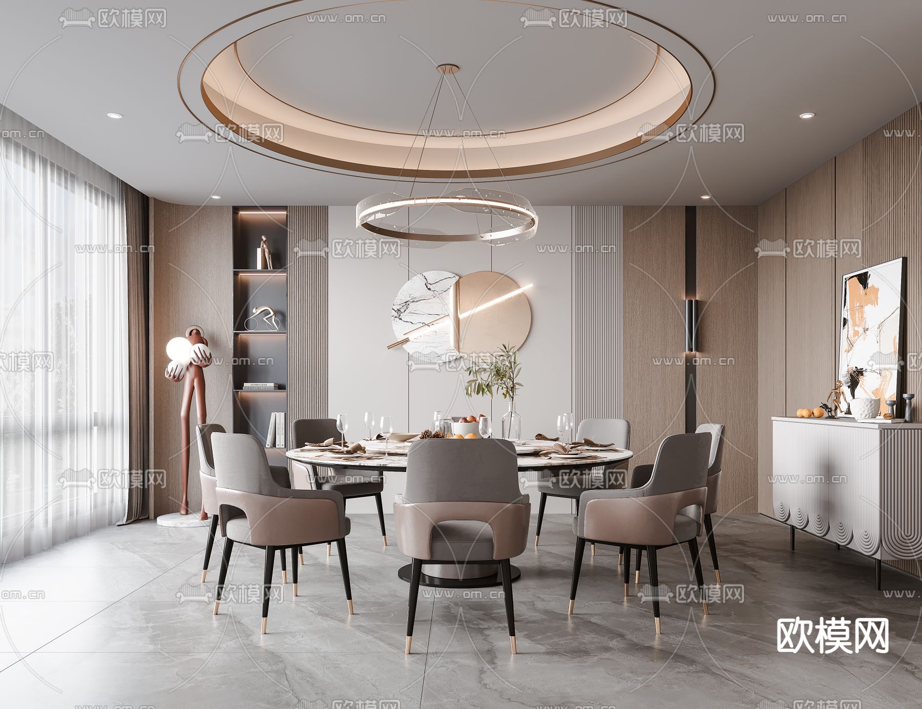 餐厅包间 包房 包厢3d模型下载