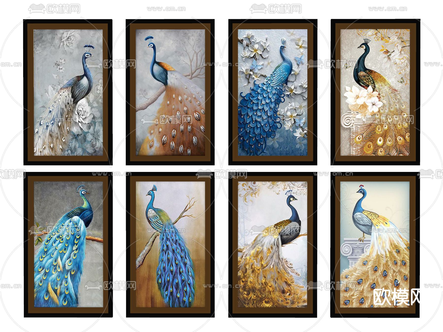 轻奢装饰挂画 孔雀挂画su模型下载（渲染图2）