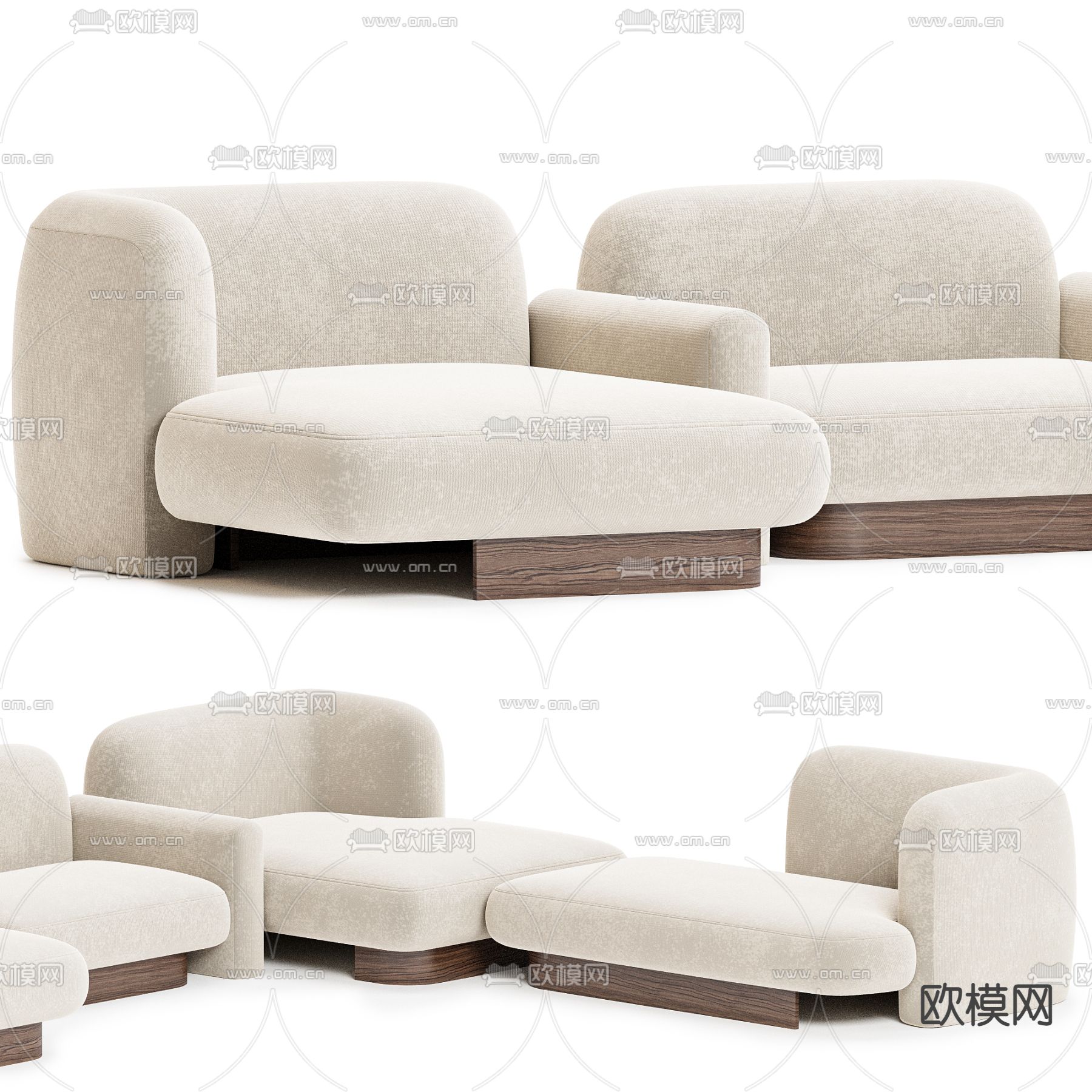 拼接沙发3d模型下载（渲染图2）