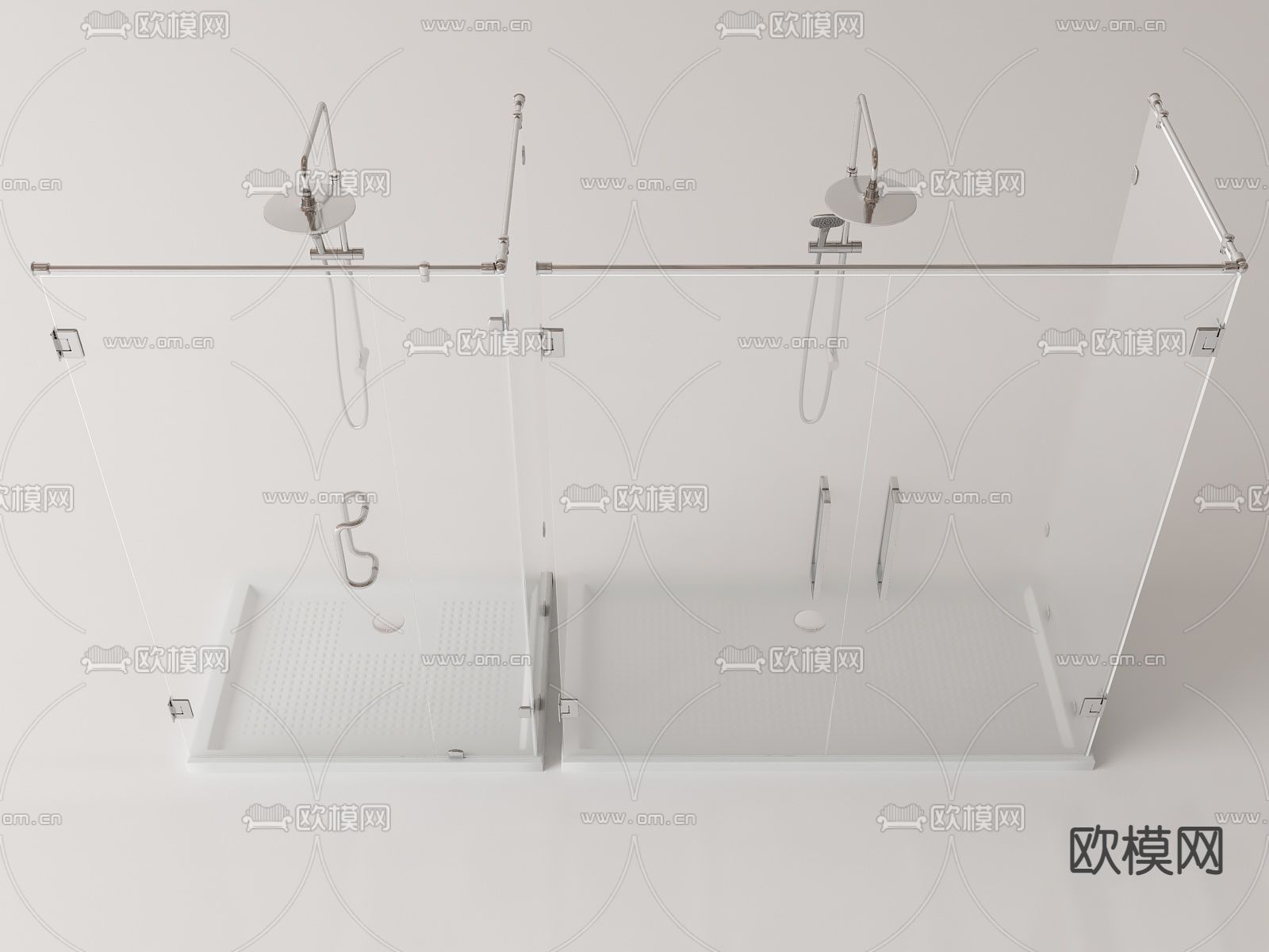 现代卫浴门 玻璃淋浴房 洗浴玻璃门su模型下载（渲染图1）