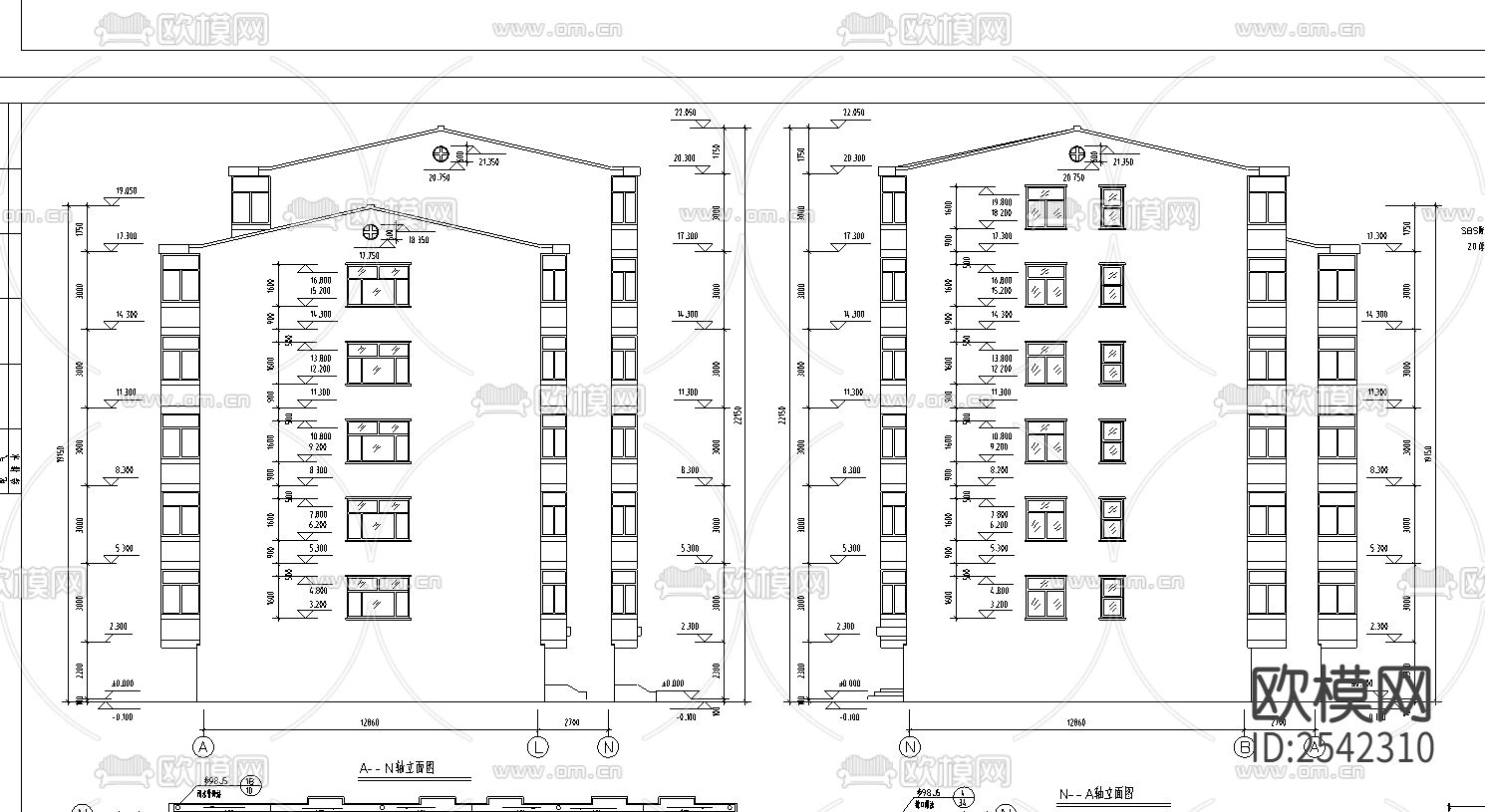 小区平层cad平面布置图下载（渲染图2）