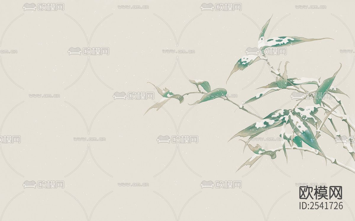 新中式 竹子 雪竹 壁纸下载（渲染图6）