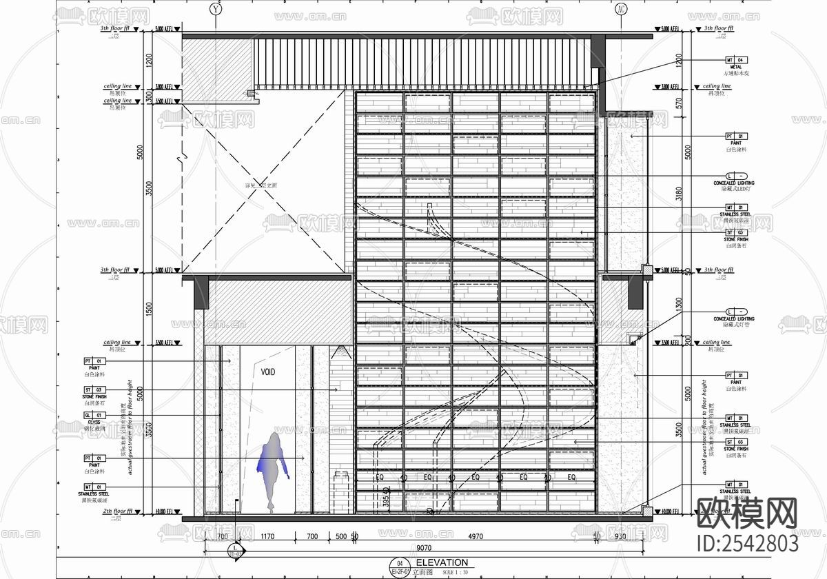办公室cad施工图下载（渲染图9）