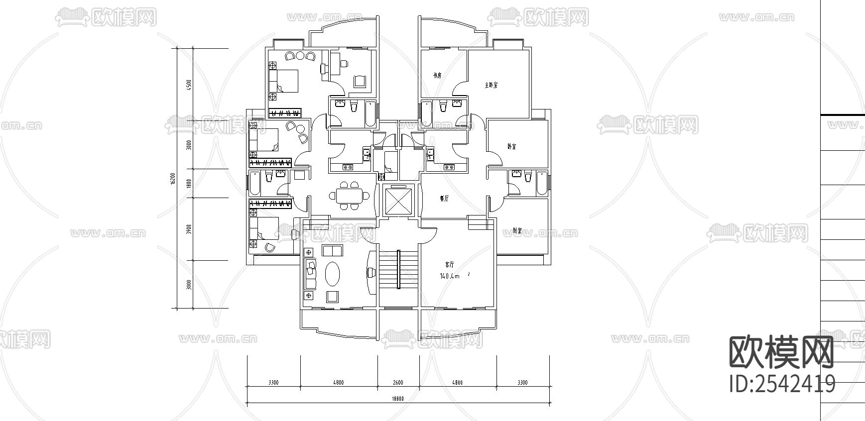 别墅cad施工图下载（渲染图2）