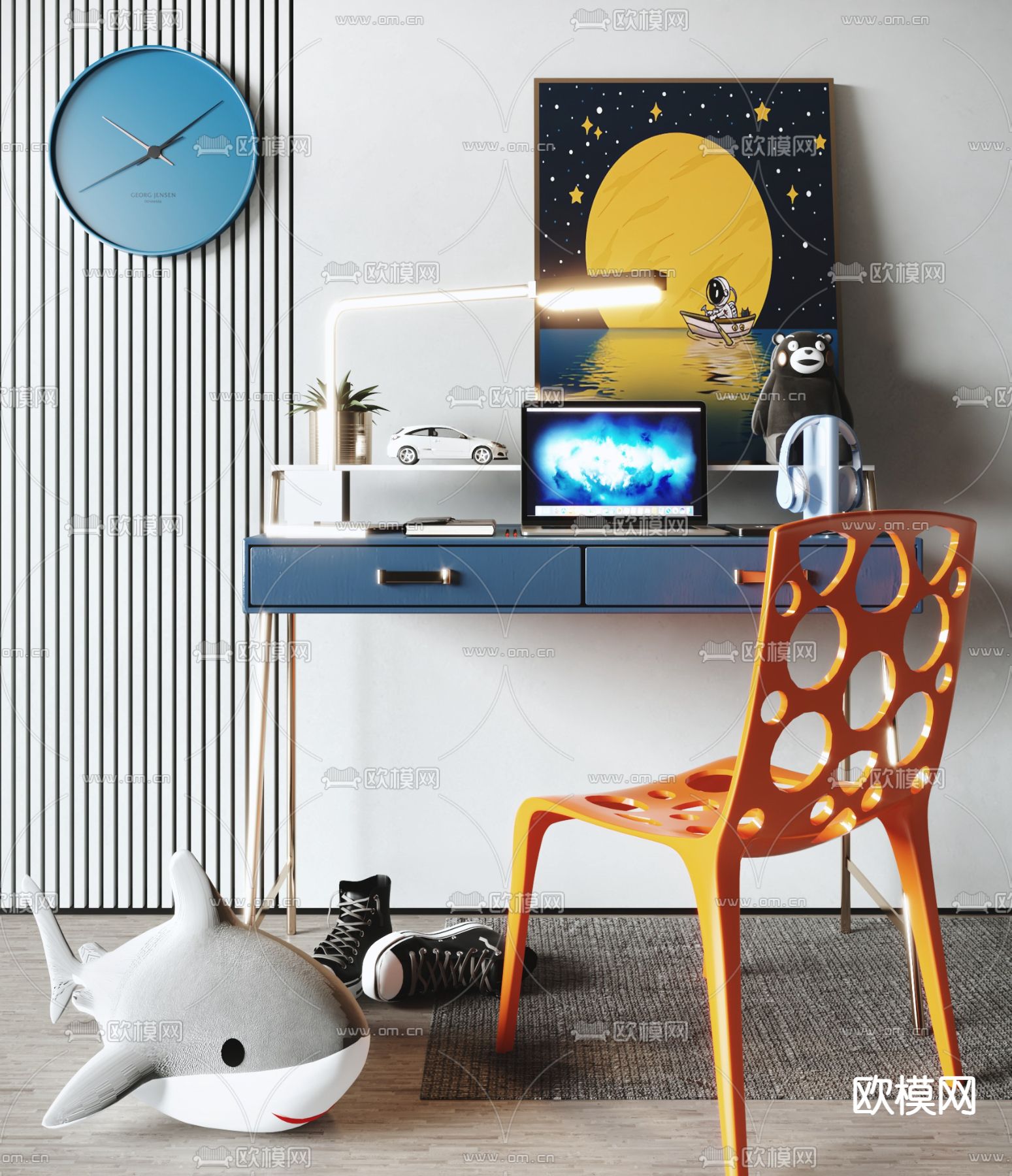 儿童桌椅 电脑桌 学习桌3d模型下载