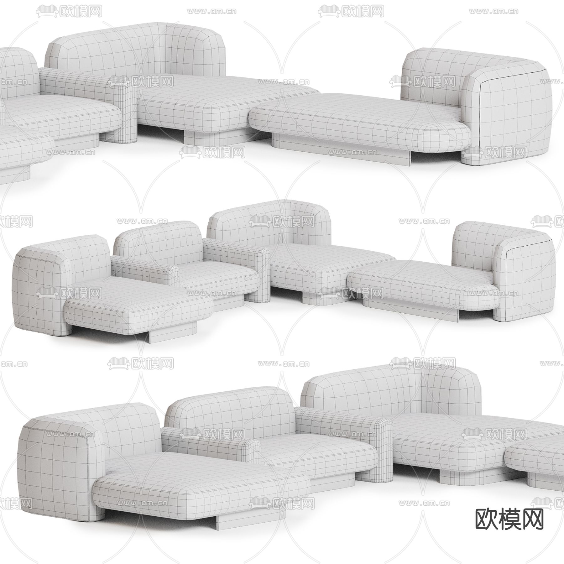 拼接沙发3d模型下载（渲染图3）