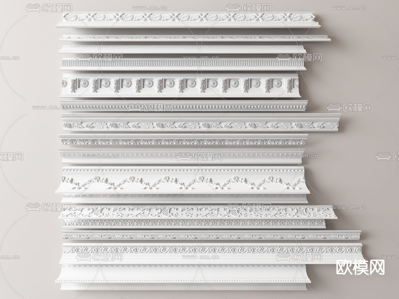 欧式石膏线条 脚线 石膏檐线 角线su模型下载（渲染图1）