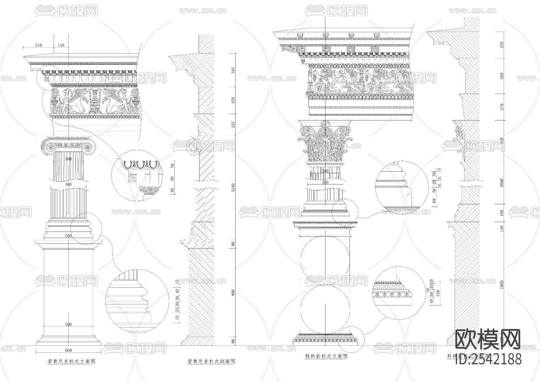 柱子cad大样图下载（渲染图2）