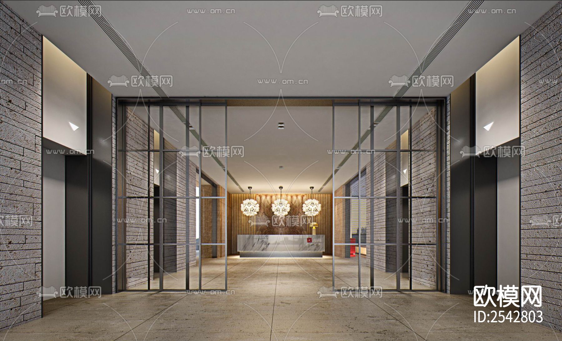 办公室cad施工图下载（渲染图3）