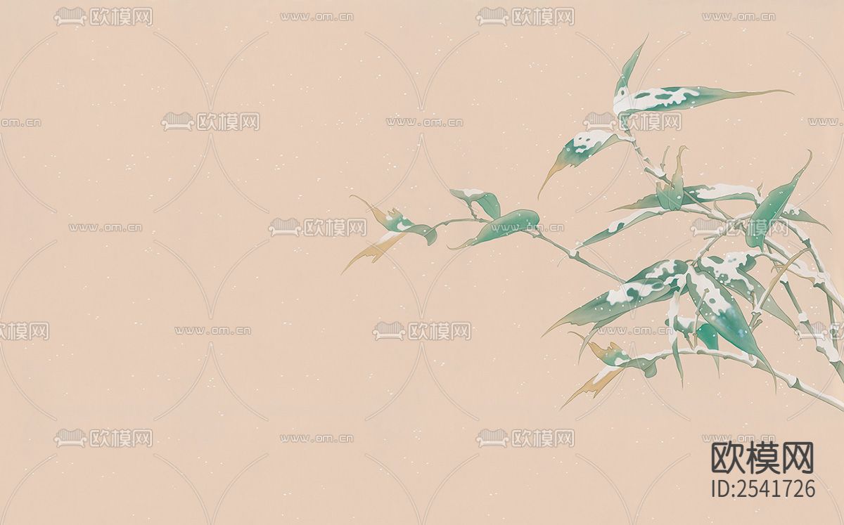 新中式 竹子 雪竹 壁纸下载（渲染图1）