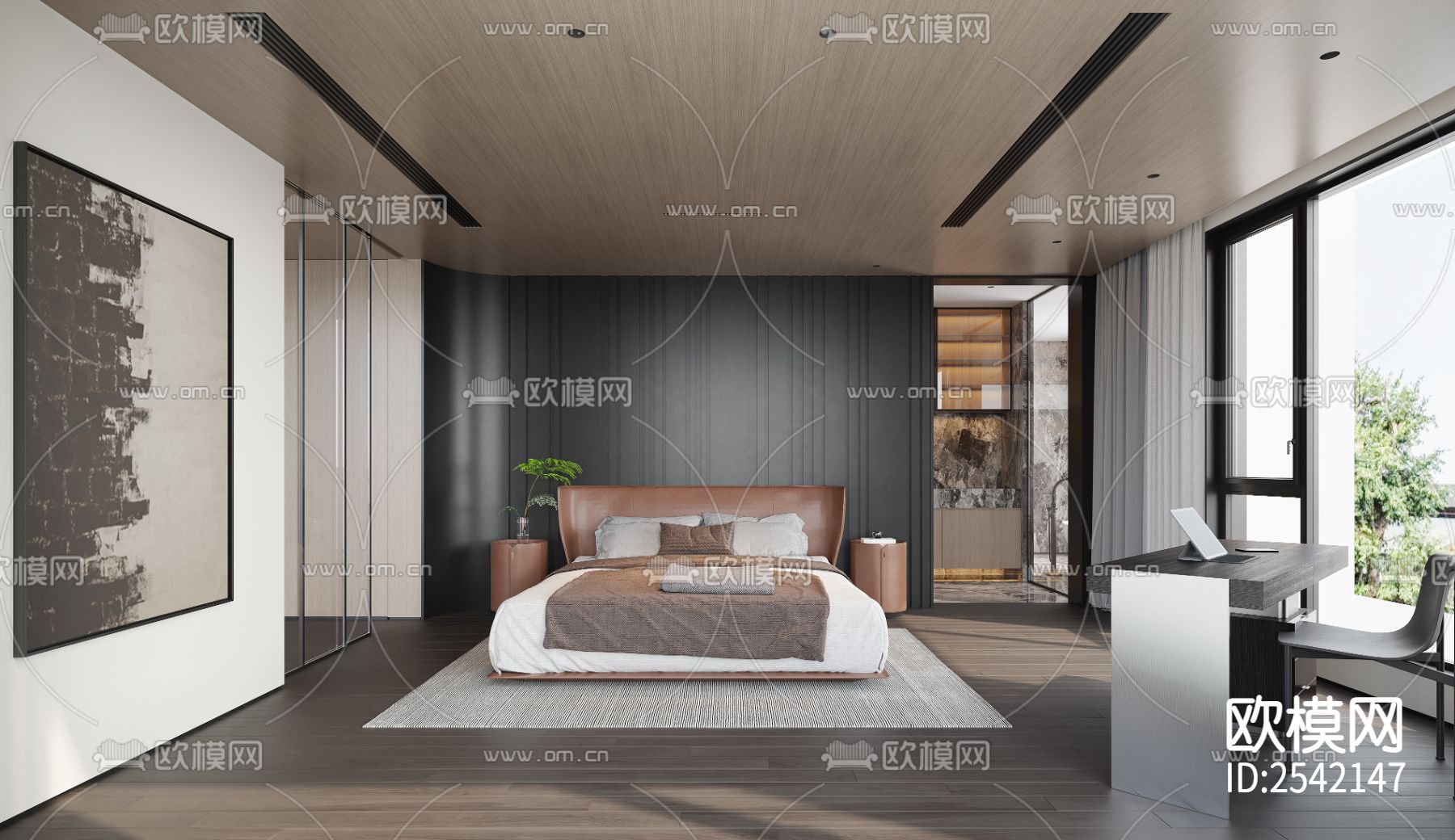 神木北站现代三层别墅cad施工图下载（渲染图10）