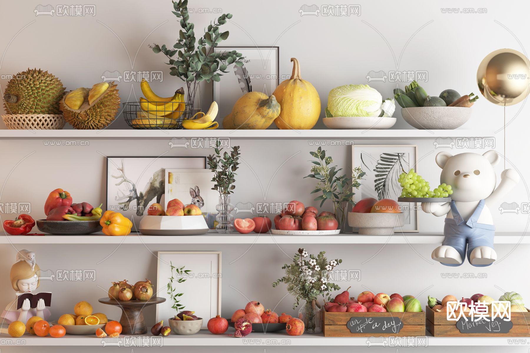 水果 蔬菜 果盘 果篮3d模型下载