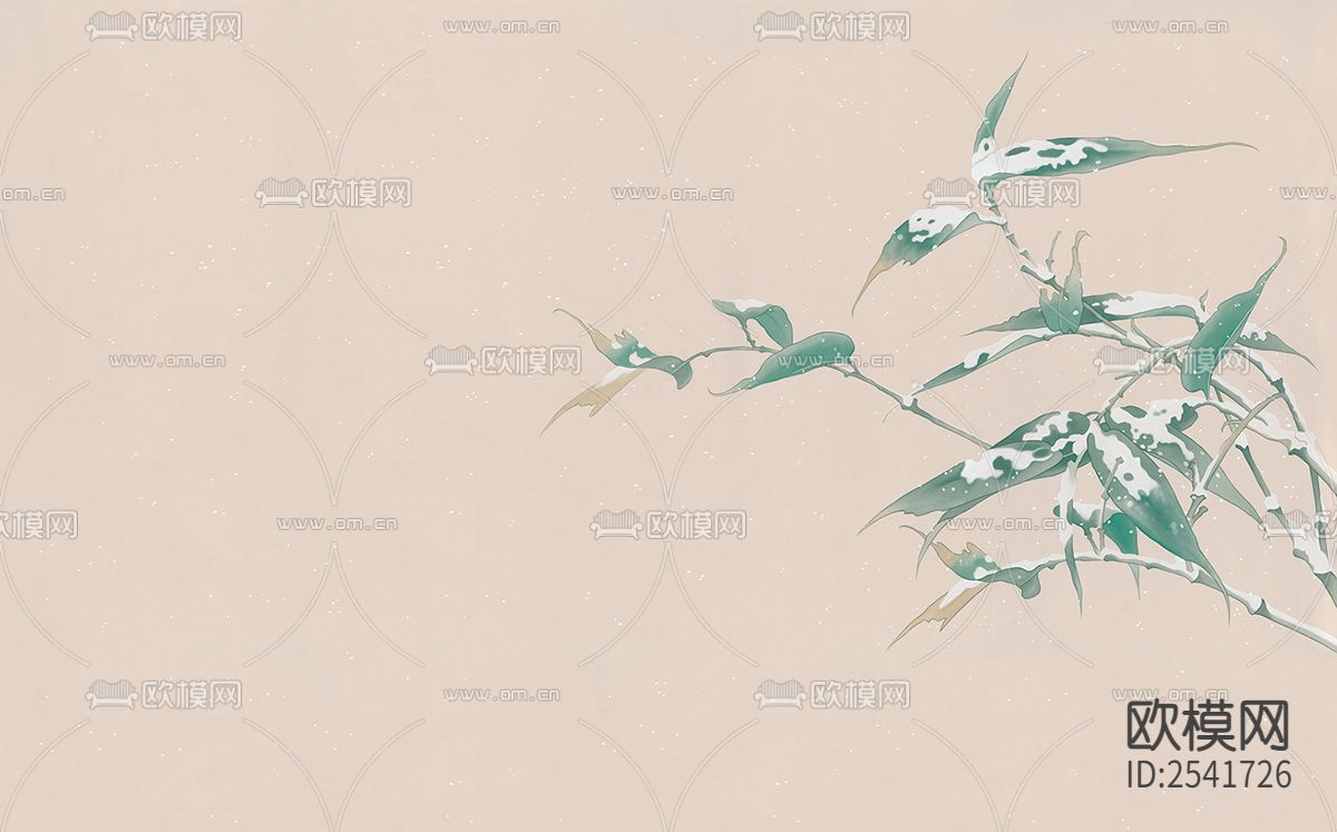 新中式 竹子 雪竹 壁纸下载（渲染图3）