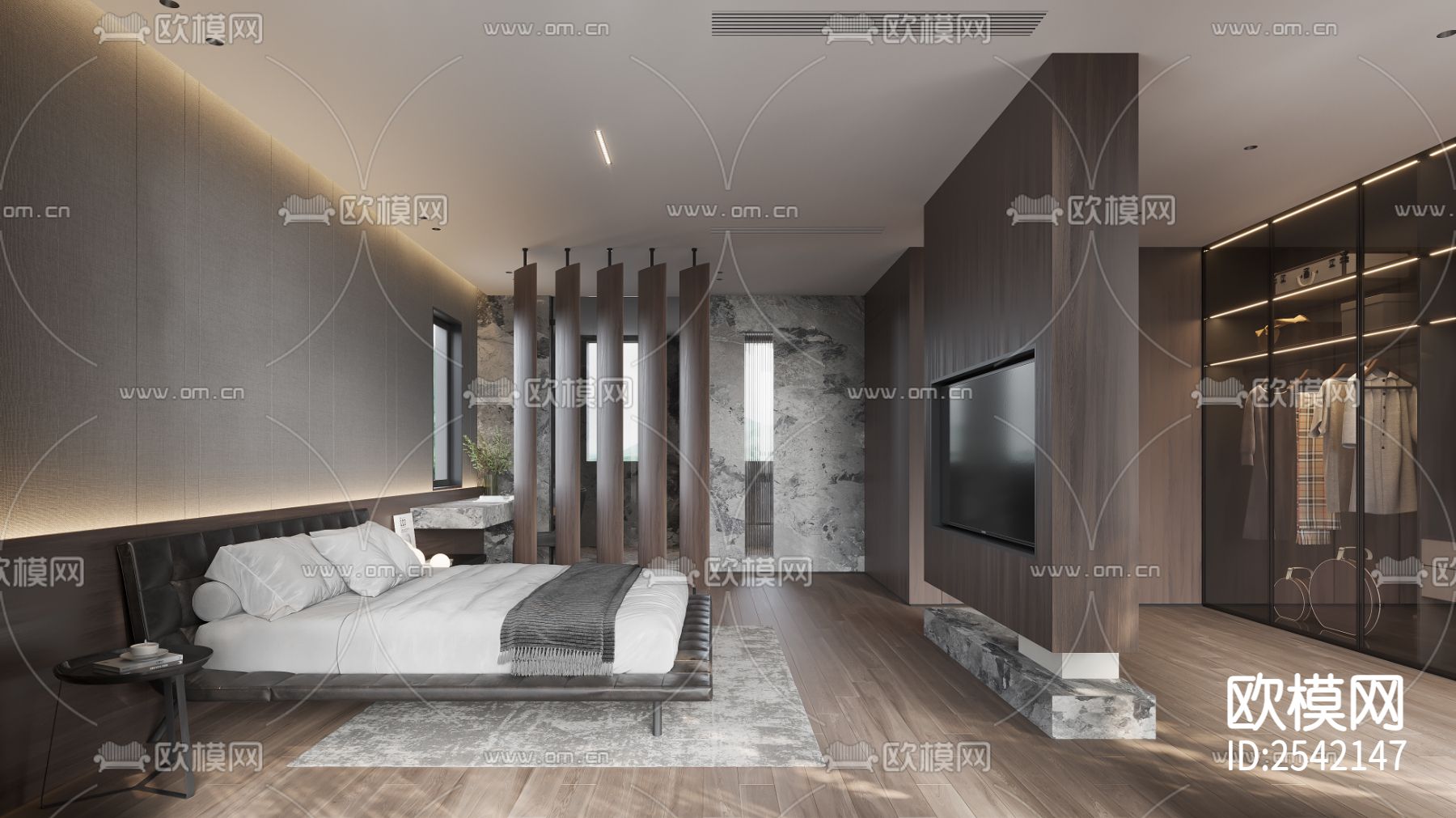 神木北站现代三层别墅cad施工图下载（渲染图7）